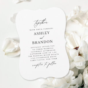 Modern Simple Classic Elegant Notched Wedding Invitation