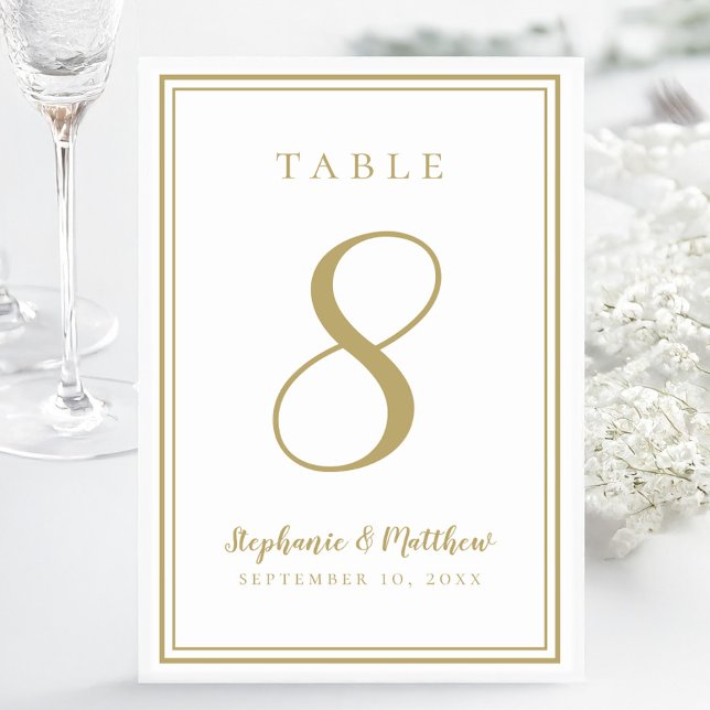 Modern Simple Classic Gold Wedding Customised  Table Number (Modern Simple Classic Gold Wedding Customized Table Number)