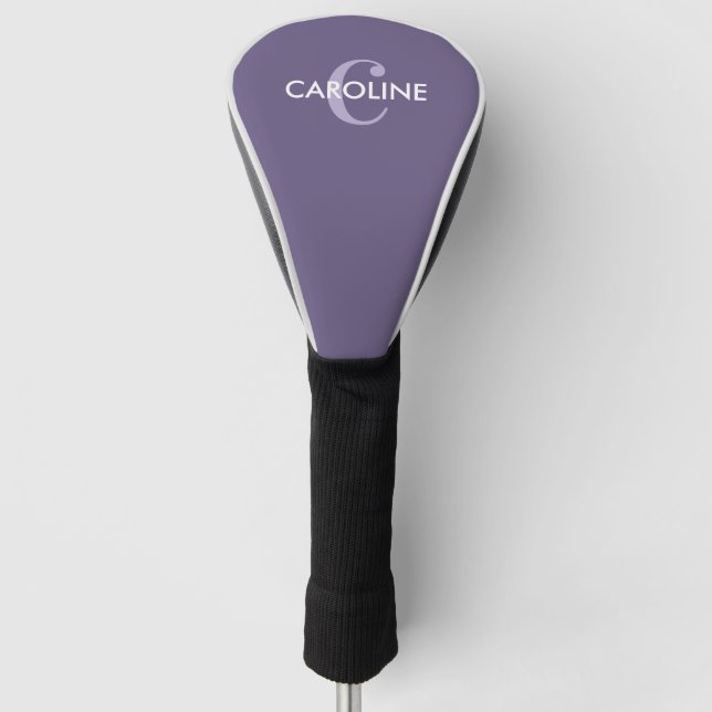 Modern Simple Classic Initial Purple Golf Head Cover (Front)