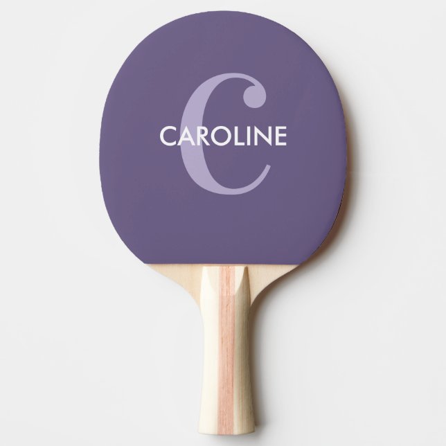 Modern Simple Classic Initial Purple Ping Pong Paddle (Front)