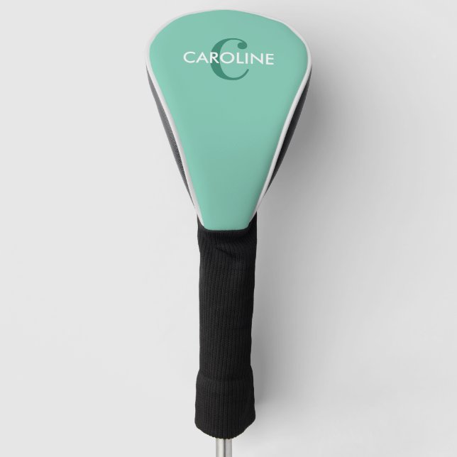 Modern Simple Classic Initial Turquoise Golf Head Cover (Front)