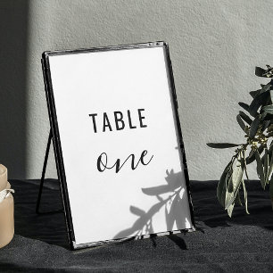 Modern simple clean minimalist typography wedding table number