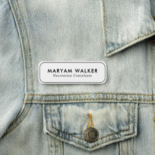 Modern Simple Clean White Professional Business Name Tag