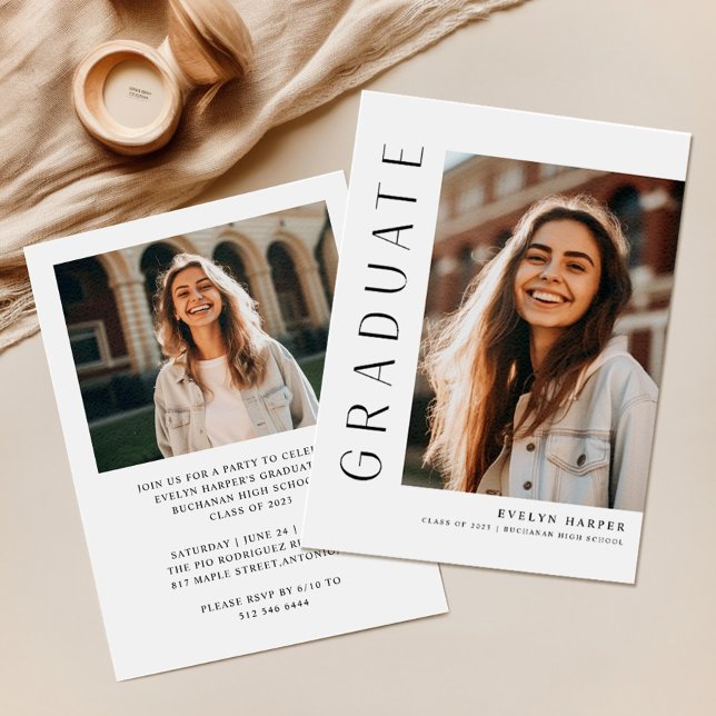 Modern Simple College High School Photo Graduation Invitation (Creator Uploaded)