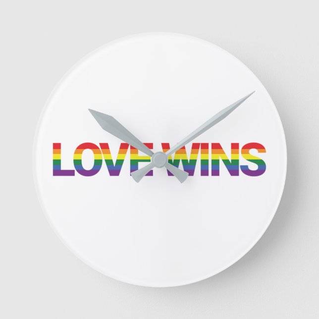 Modern, simple, colorful, vibrant design Love Wins Round Clock (Front)