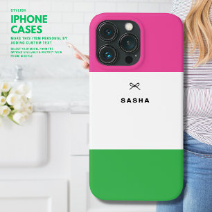 Modern Simple Colour Block Pink and Green with Bow iPhone 13 Pro Case