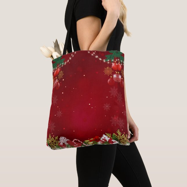 Modern Simple colour gradient Merry Xmas Pattern Tote Bag (Close Up)