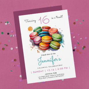 Modern Simple Colourful Sweet Macarons Watercolor Invitation