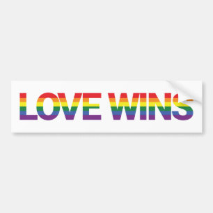 Modern, simple, colourful, vibrant design Love Win Bumper Sticker