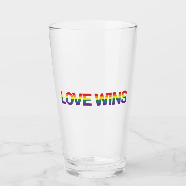 Modern, simple, colourful, vibrant design Love Win Glass (Front)