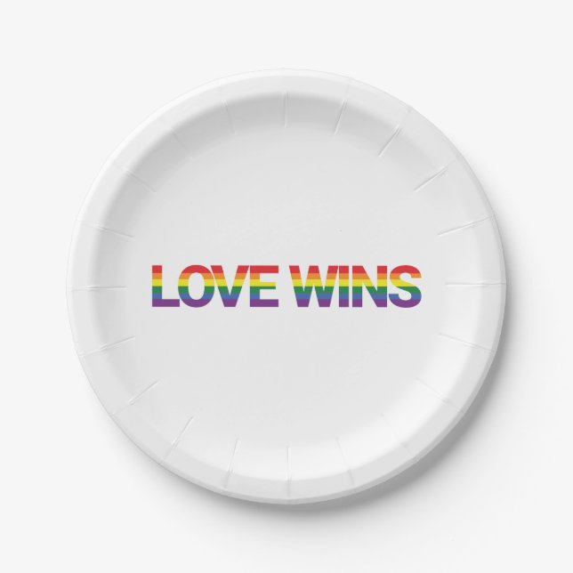 Modern, simple, colourful, vibrant design Love Win Paper Plate (Front)