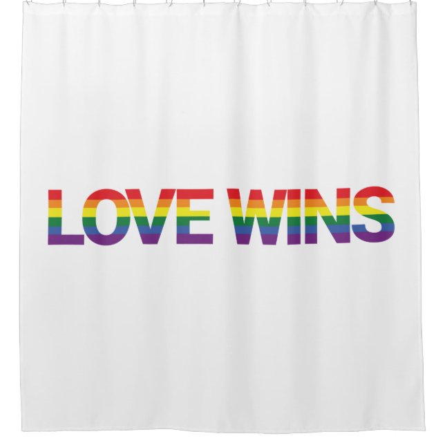 Modern, simple, colourful, vibrant design Love Win Shower Curtain (Front)