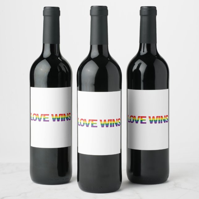Modern, simple, colourful, vibrant design Love Win Wine Label (Bottles)