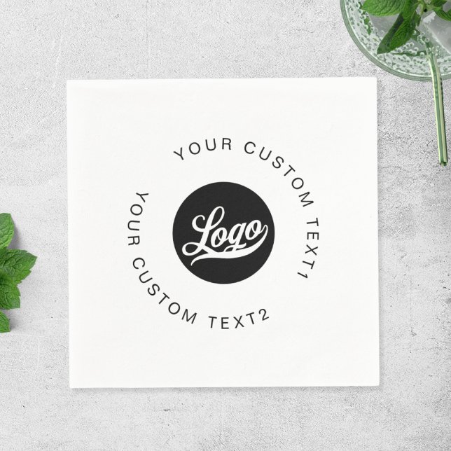 Modern Simple Company logo & Round text Business Napkin (Creator Uploaded)