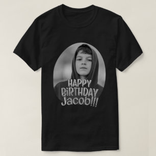 Modern Simple Cool Custom Photo Birthday Greeting T-Shirt