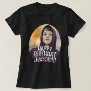 Modern Simple Cool Custom Photo Birthday Greeting T-Shirt