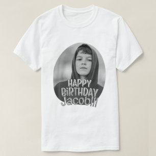 Modern Simple Cool Custom Photo Birthday Greeting T-Shirt