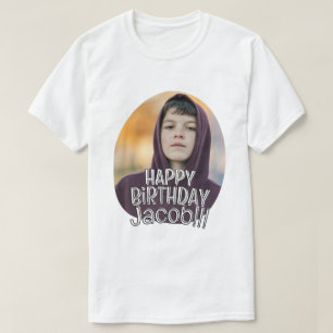 Modern Simple Cool Custom Photo Birthday Greeting T-Shirt