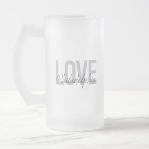 Modern, simple, cool, design Love Philadelphia Frosted Glass Beer Mug
