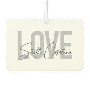Modern, simple, cool design Love South Carolina Car Air Freshener