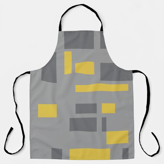 Modern, simple, cool geometric yellow gray pattern apron (Front)