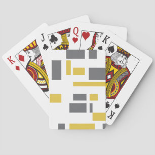 Modern, simple, cool geometric yellow gray pattern playing cards