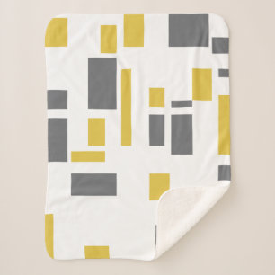 Modern, simple, cool geometric yellow gray pattern sherpa blanket