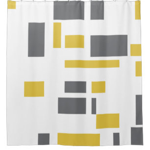 Modern, simple, cool geometric yellow gray pattern shower curtain
