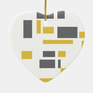 Modern, simple, cool geometric yellow grey pattern ceramic tree decoration
