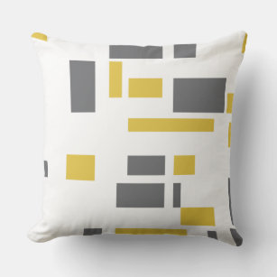 Modern, simple, cool geometric yellow grey pattern cushion