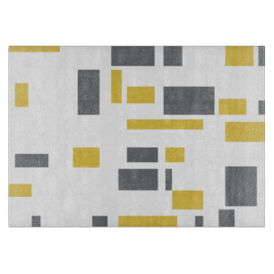 Modern, simple, cool geometric yellow grey pattern cutting board