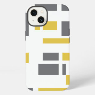 Modern, simple, cool geometric yellow grey pattern iPhone 13 case