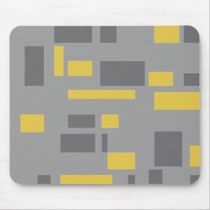 Modern, simple, cool geometric yellow grey pattern mouse mat