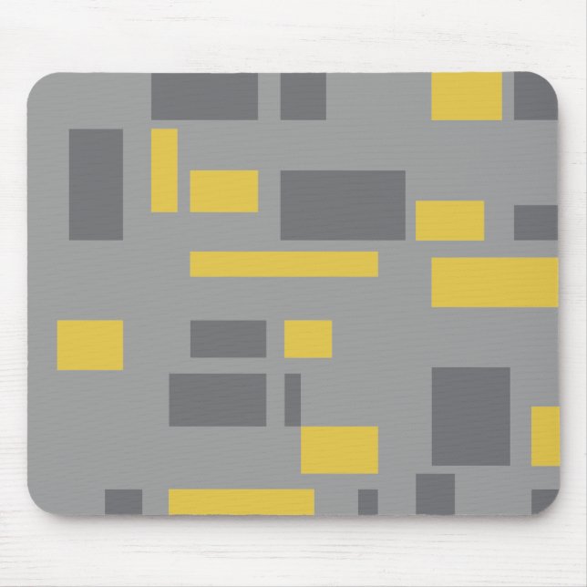 Modern, simple, cool geometric yellow grey pattern mouse mat (Front)