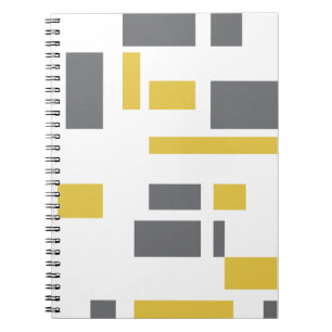 Modern, simple, cool geometric yellow grey pattern notebook