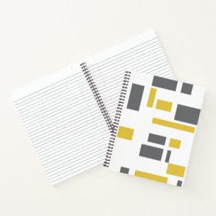 Modern, simple, cool geometric yellow grey pattern notebook