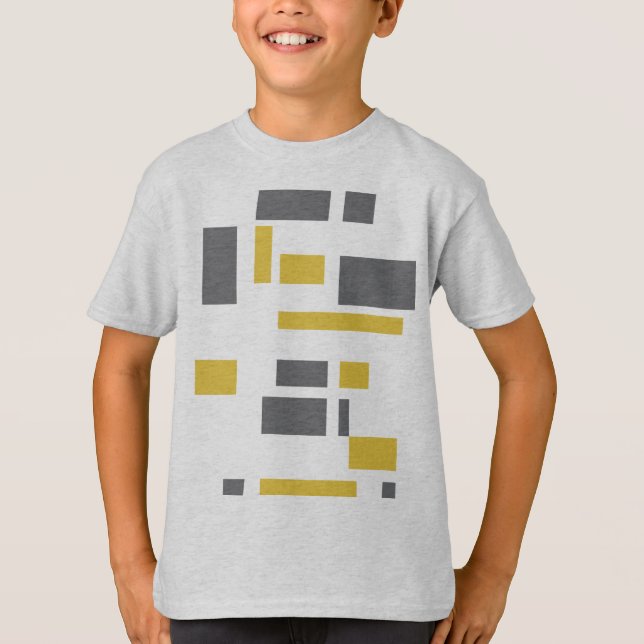 Modern, simple, cool geometric yellow grey pattern T-Shirt (Front)
