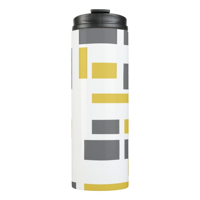 Modern, simple, cool geometric yellow grey pattern thermal tumbler (Front)
