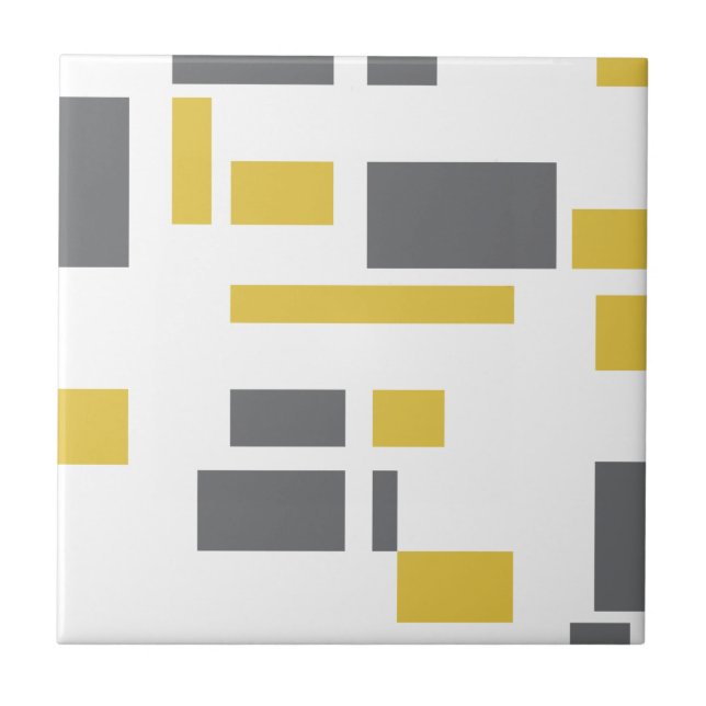 Modern, simple, cool geometric yellow grey pattern tile (Front)