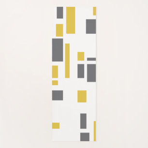 Modern, simple, cool geometric yellow grey pattern yoga mat