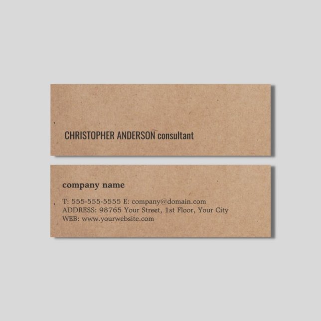 Modern Simple Cool Kraft Paper Consultant Mini Business Card (Creator Uploaded)