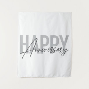 Modern, simple, cool typography Happy Anniversary Tapestry