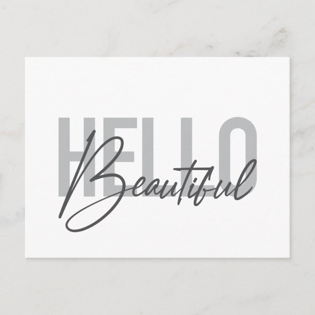 Modern, simple, cool typography Hello Beautiful Postcard (Front)