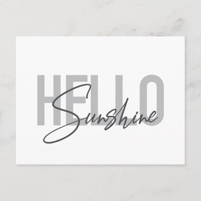 Modern, simple, cool typography Hello Sunshine Postcard (Front)
