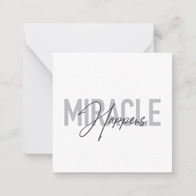 Modern, simple, cool typography Miracle Happens Card (Front)
