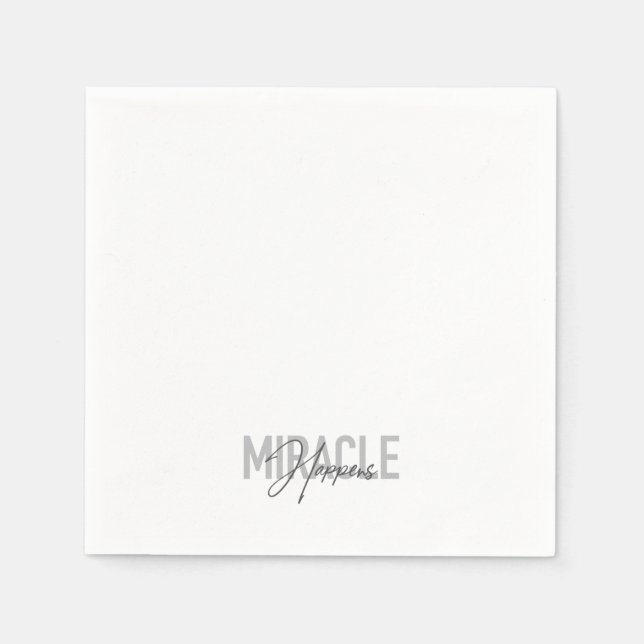 Modern, simple, cool typography Miracle Happens Napkin (Front)