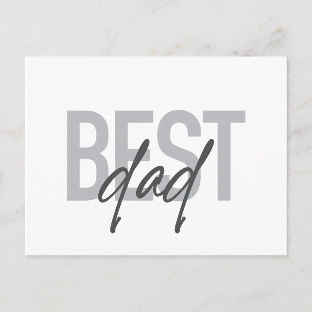 Modern, simple, cool typography of Best Dad Postcard (Front)