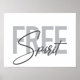 Modern, simple, cool typography of Free Spirit Poster