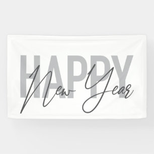 Modern, simple, cool typography of Happy New Year Banner