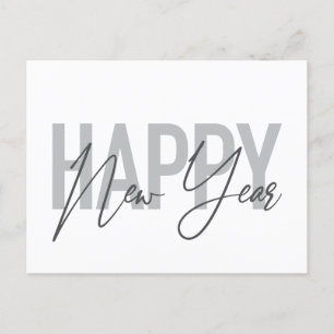 Modern, simple, cool typography of Happy New Year Postcard
